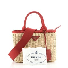 Prada Basket Bag Wicker with Canapa Small