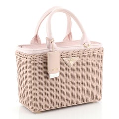 Prada Basket Bag Wicker with Canapa Small