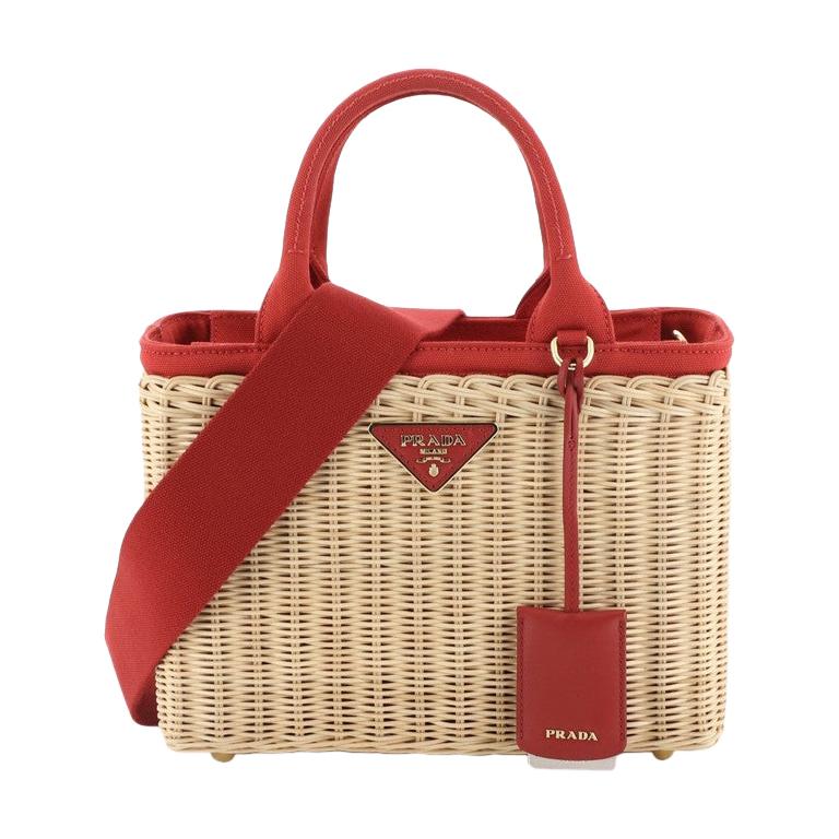 Prada Basket Bag Wicker With Canapa Small at 1stDibs