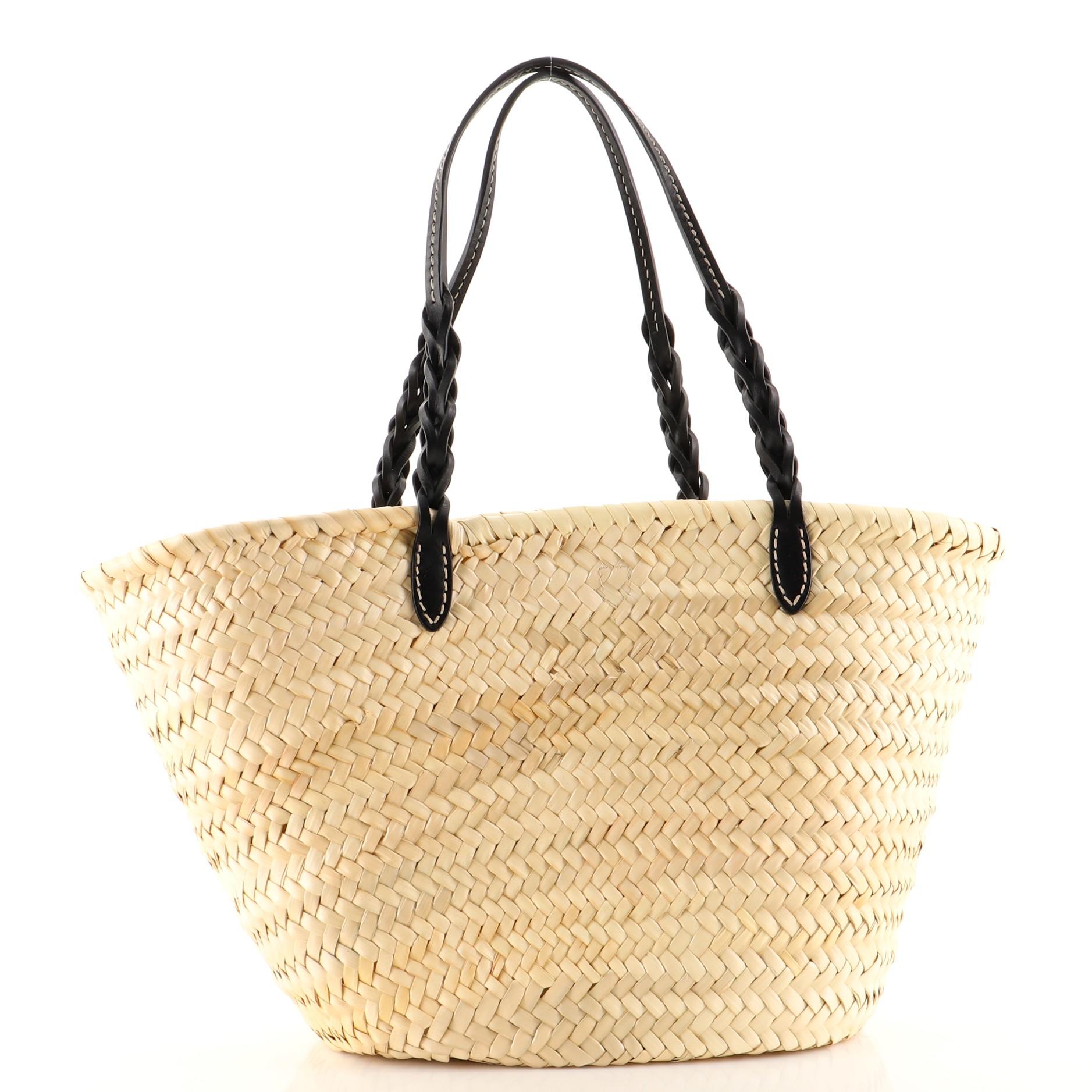 Women's or Men's Prada Basket Tote Bag Straw with Leather