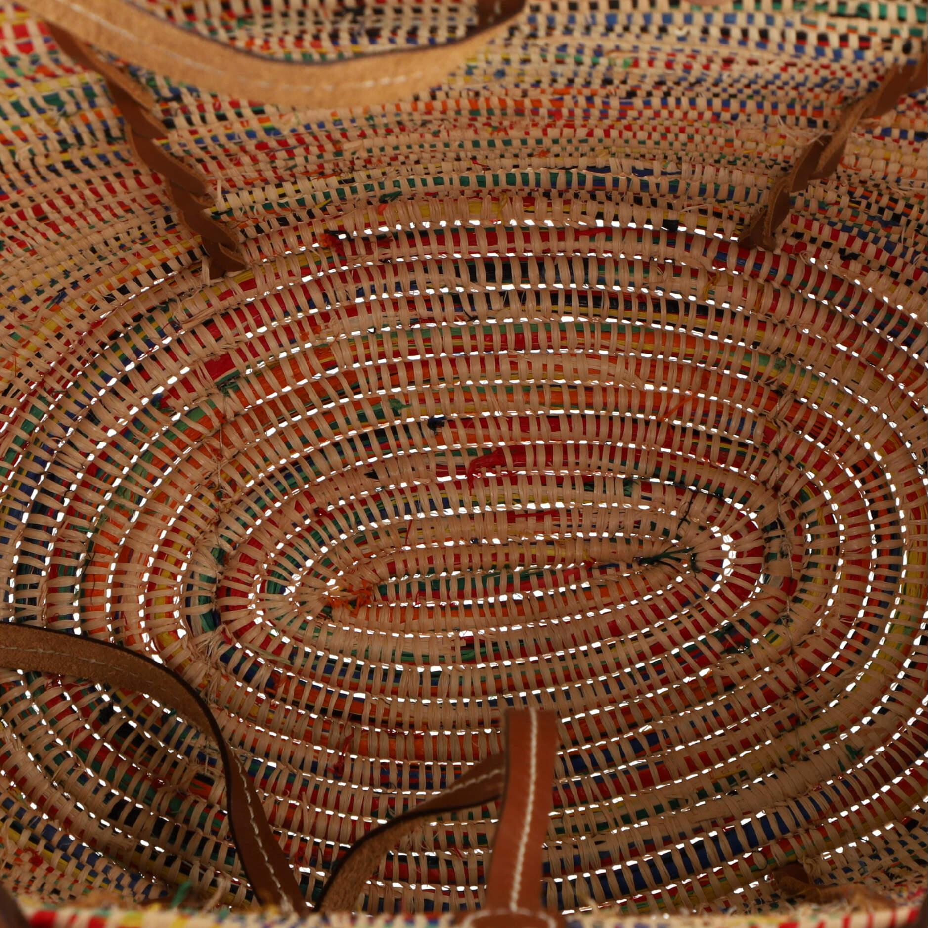 Women's or Men's Prada Basket Tote Woven Raffia with Leather Medium
