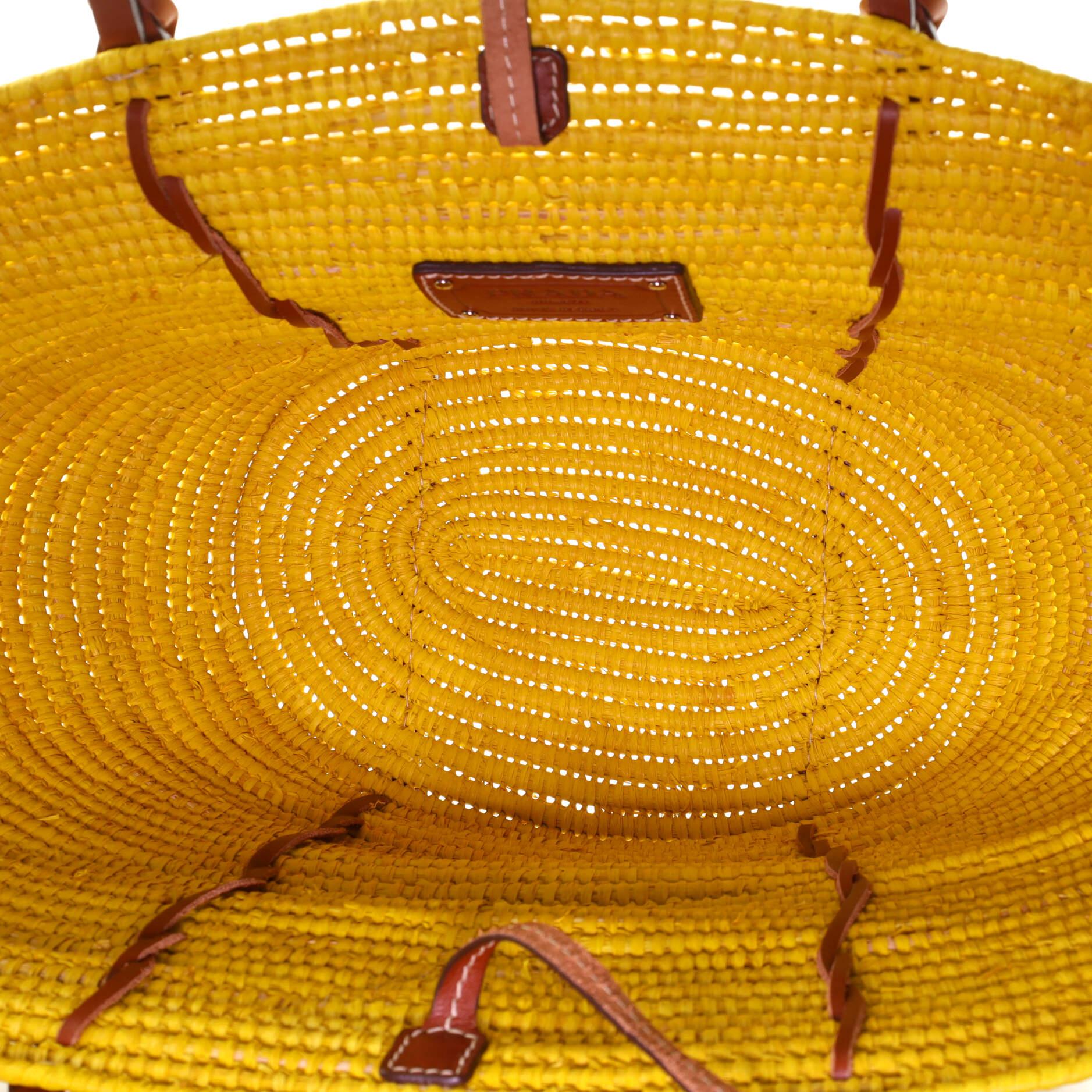 Prada Basket Tote Woven Raffia with Leather Medium 2