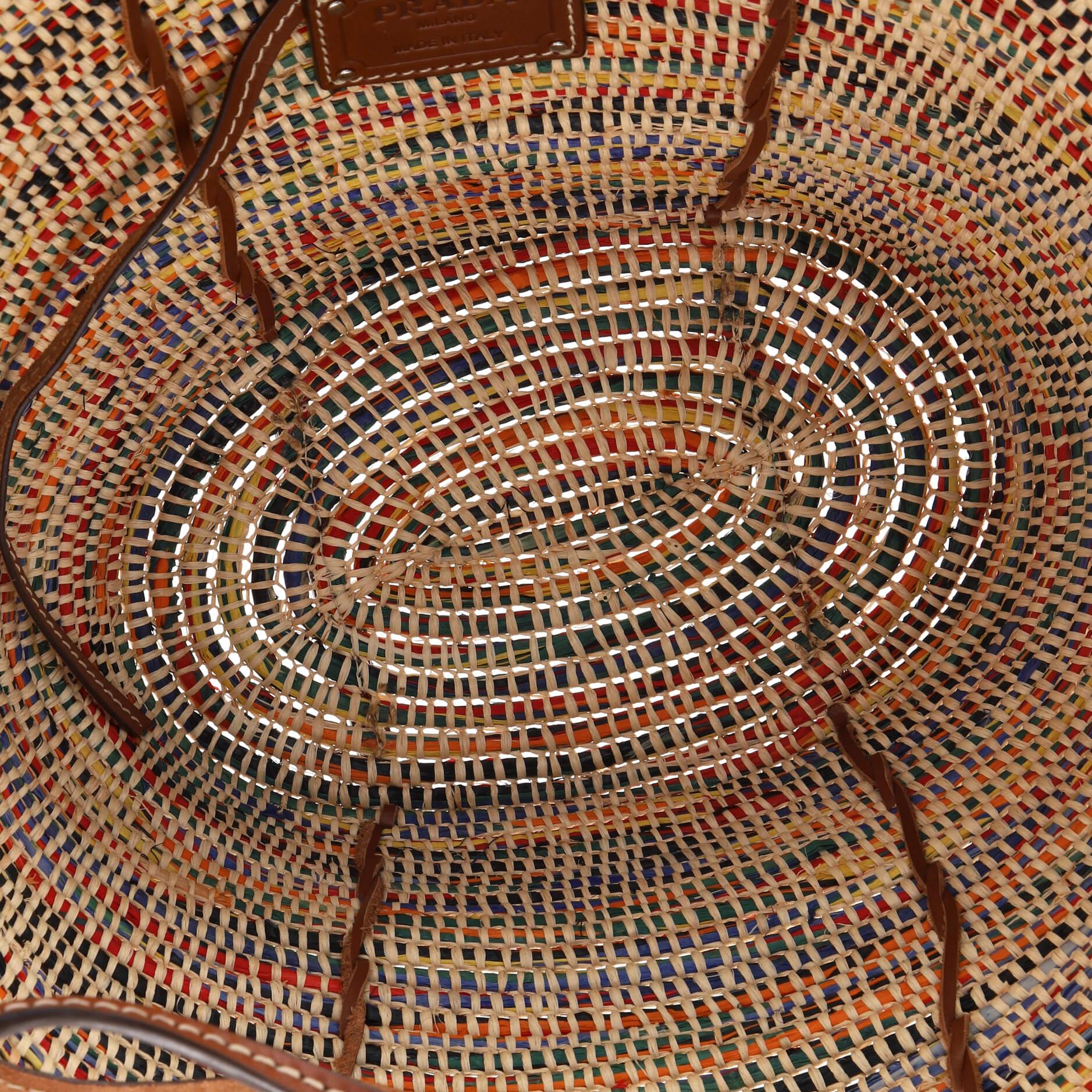 Prada Basket Tote Woven Raffia with Leather Medium 1