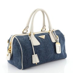 Prada Bauletto Bag Denim with Saffiano Leather Medium