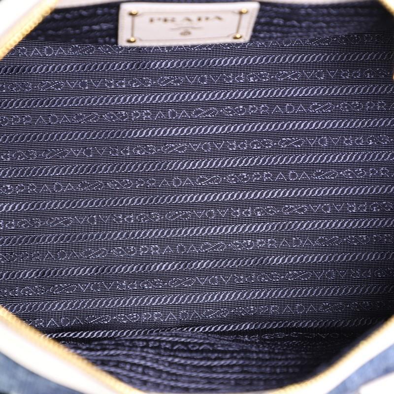 Women's or Men's Prada Bauletto Bag Denim with Saffiano Leather Medium