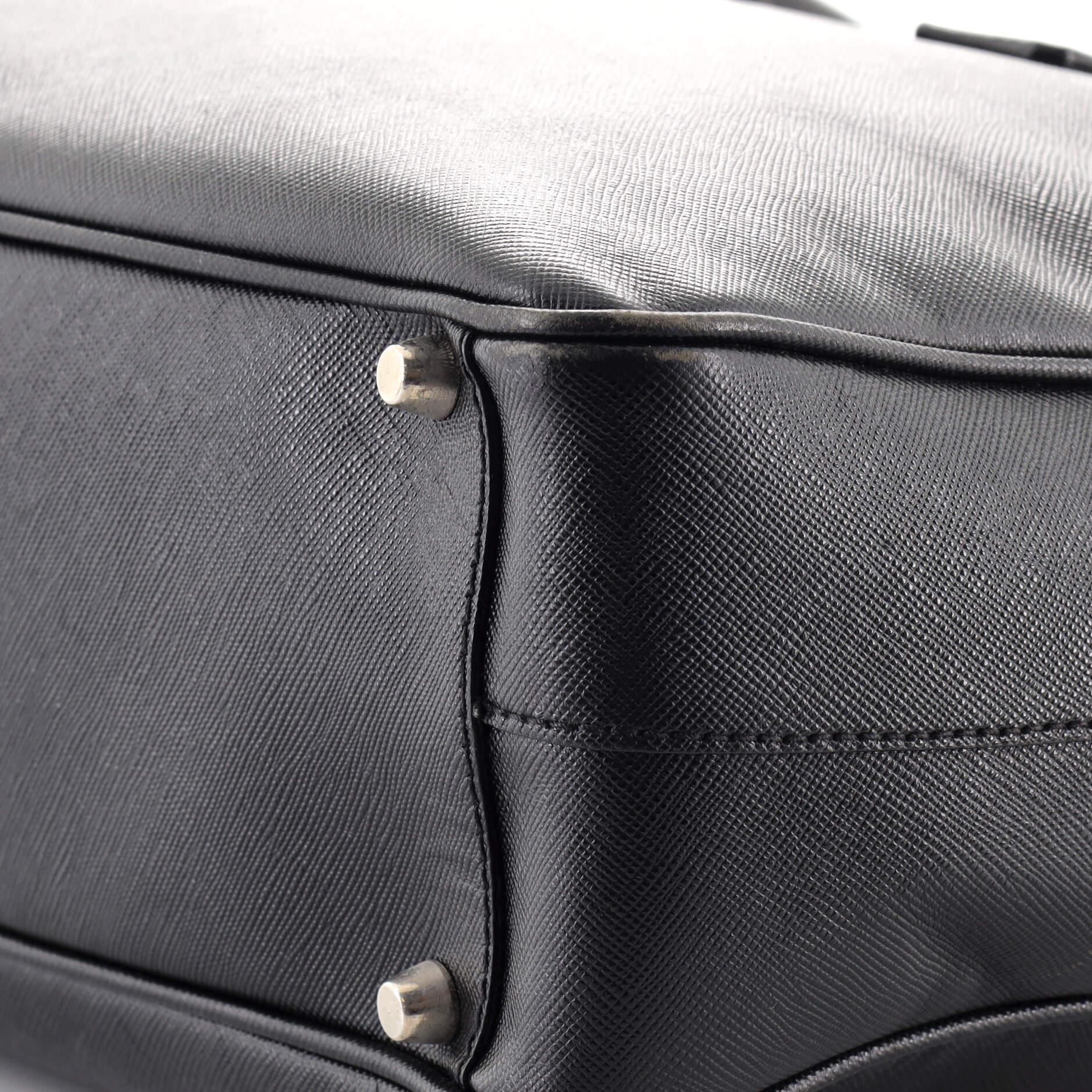 Black Prada Bauletto Bag Saffiano Leather Large