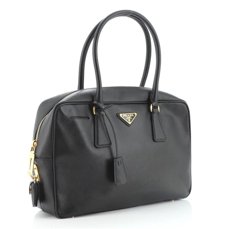 Black Prada Bauletto Bag Saffiano Leather Medium
