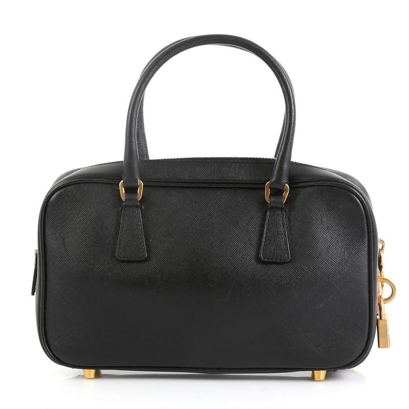Black Prada Bauletto Bag Saffiano Leather Small