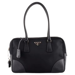 Prada Bauletto Bag Tessuto with Saffiano Leather Medium