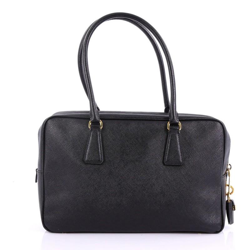 Black Prada Bauletto Handbag Saffiano Leather Medium