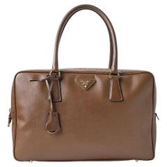 Prada Bauletto Zip Large Saffiano Marrone