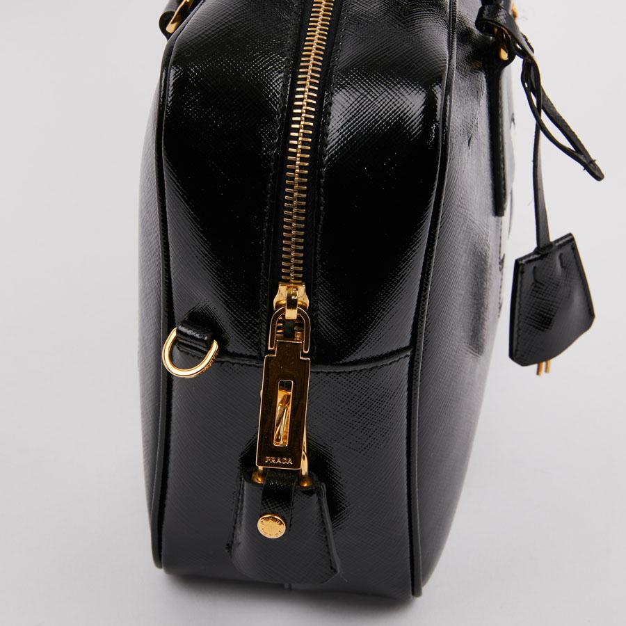 Women's PRADA Baulleto Bag In Black Patent Saffiano Leather