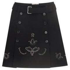 Prada Bead & Sequin Embellished Vintage Wool Skirt