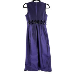 PRADA Beaded Detail A-Line Purple Satin-like Sleeveless Midi Dress