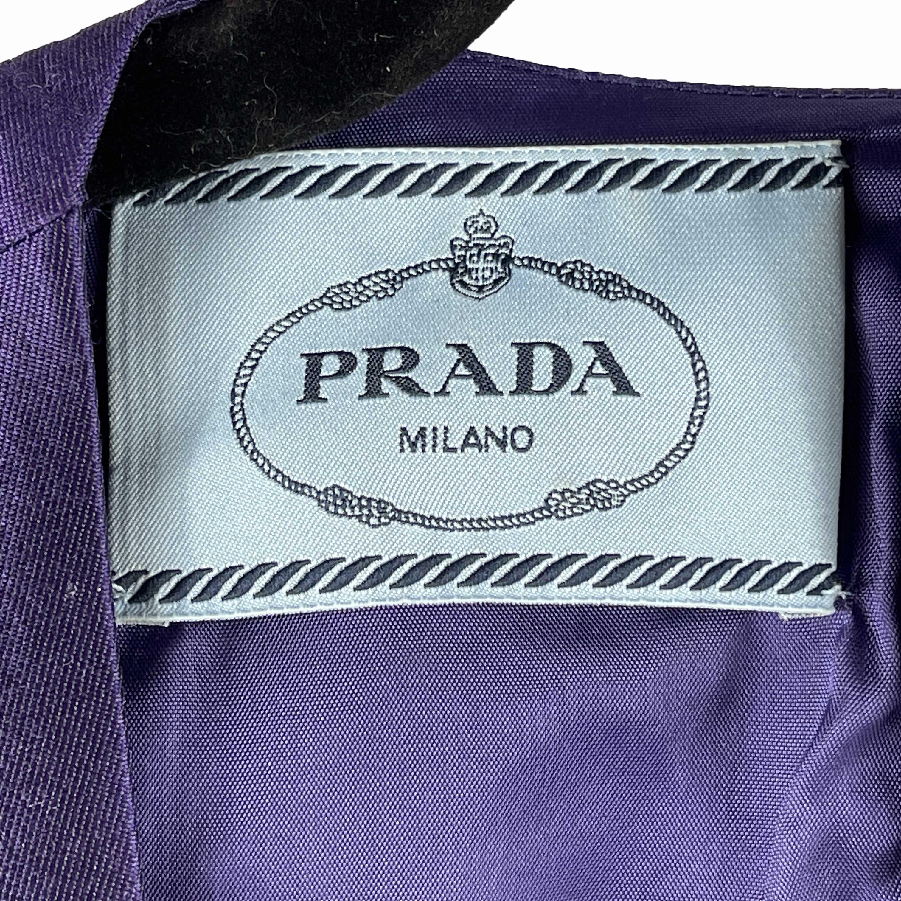 PRADA Beaded Detail A-Line Purple Satin-like Sleeveless Midi Dress 3
