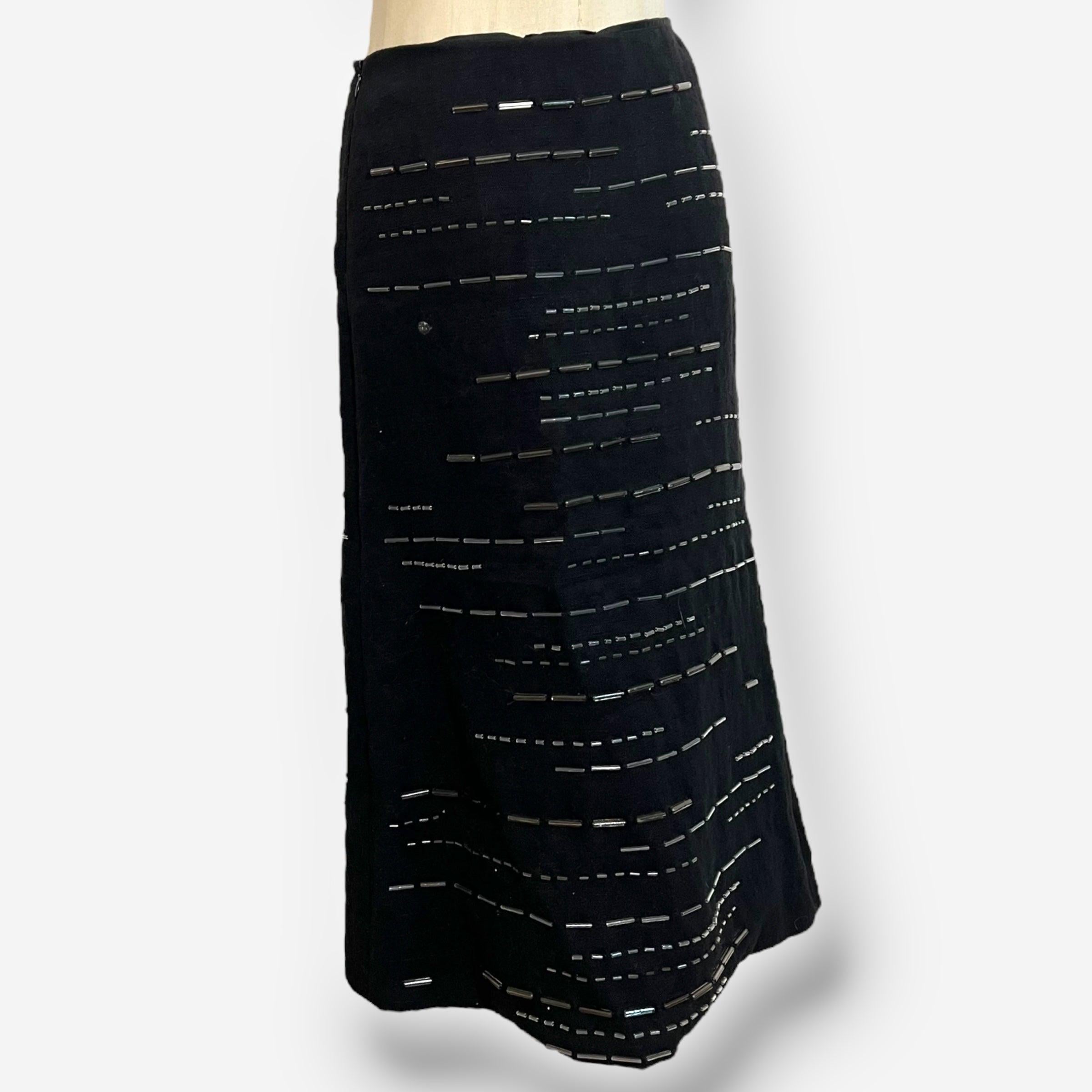 Gray Prada Beaded Linen Skirt, Spring/Summer 1998