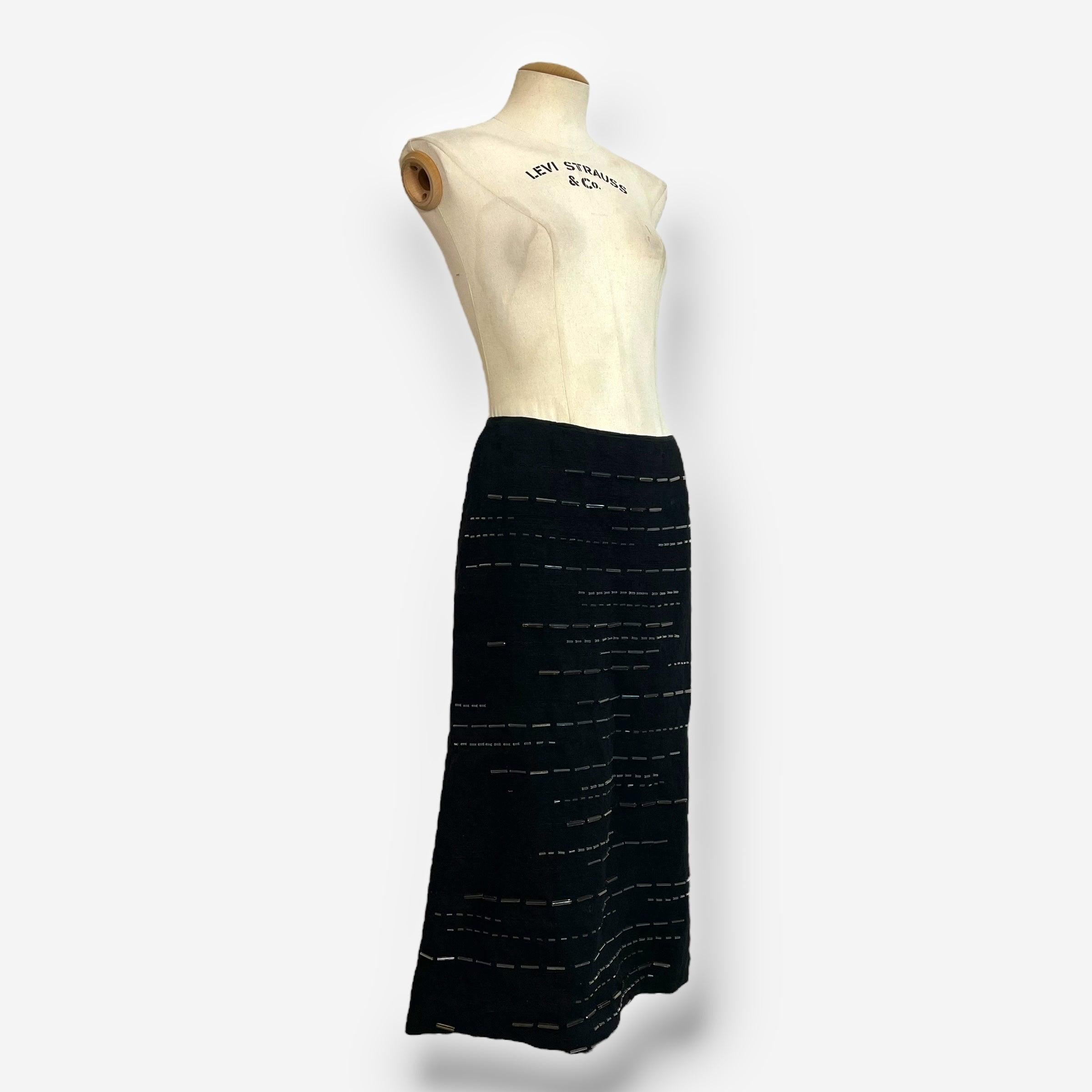 Prada Beaded Linen Skirt, Spring/Summer 1998 In Good Condition In CAPELLE AAN DEN IJSSEL, ZH