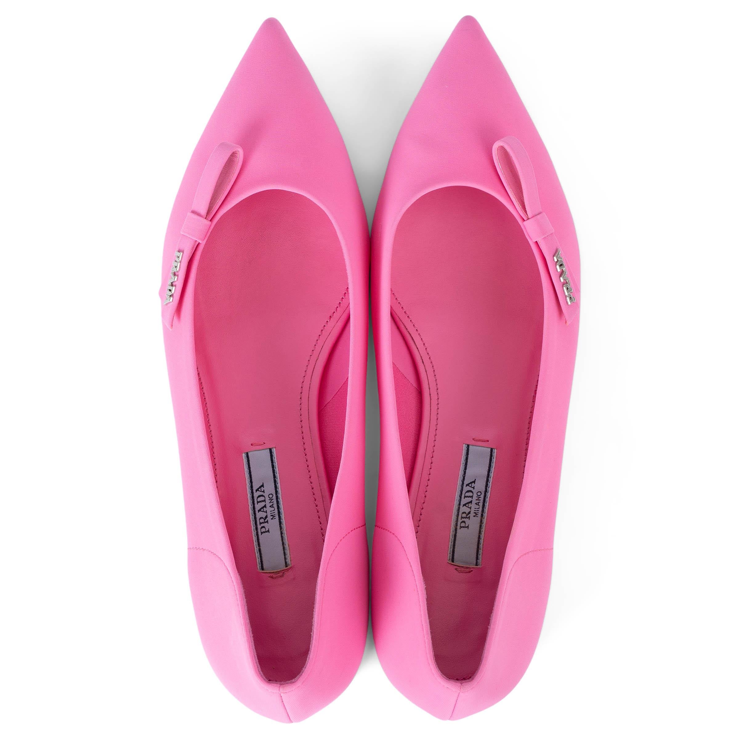 Women's PRADA Begonia pink neoprene 2021 BOW DETAILED Ballet Flats Shoes 37 For Sale