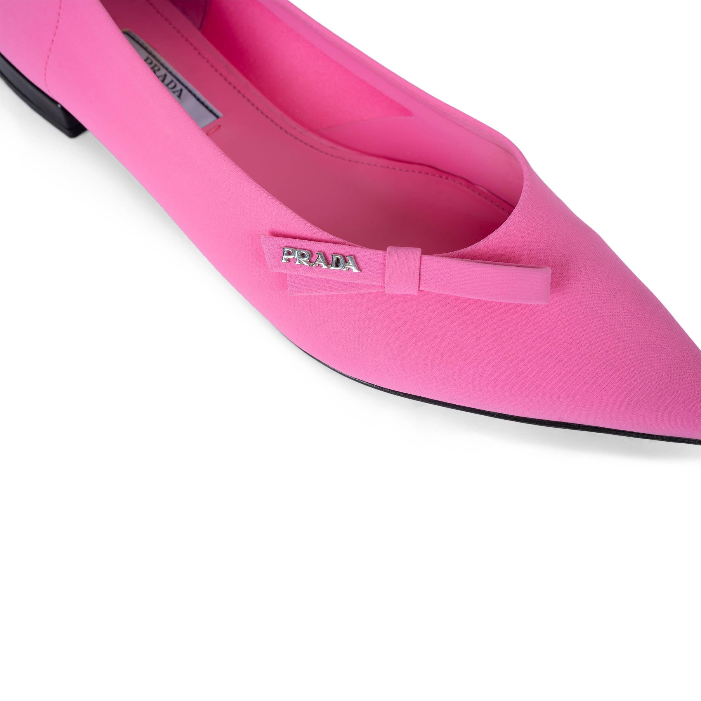 PRADA Begonia pink neoprene 2021 BOW DETAILED Ballet Flats Shoes 37 For Sale 1