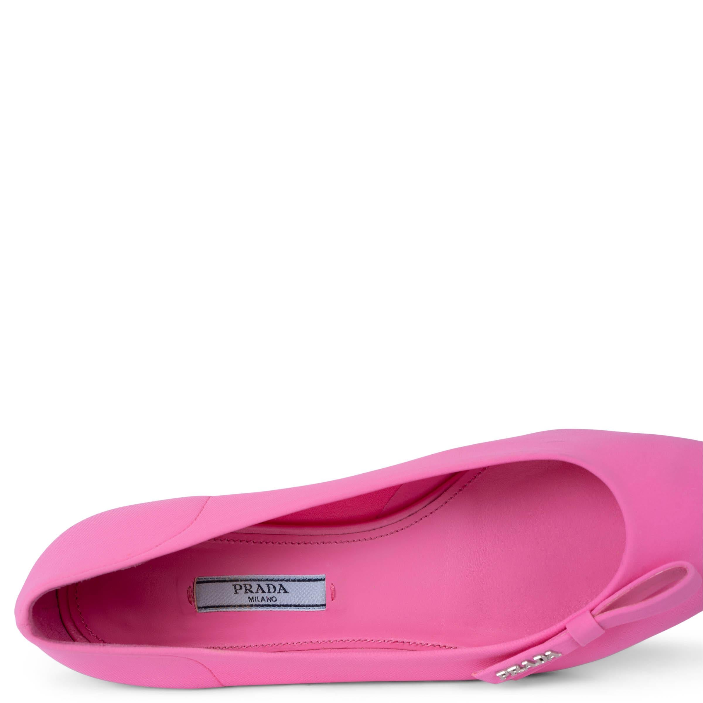 PRADA Begonia pink neoprene 2021 BOW DETAILED Ballet Flats Shoes 37 For Sale 2
