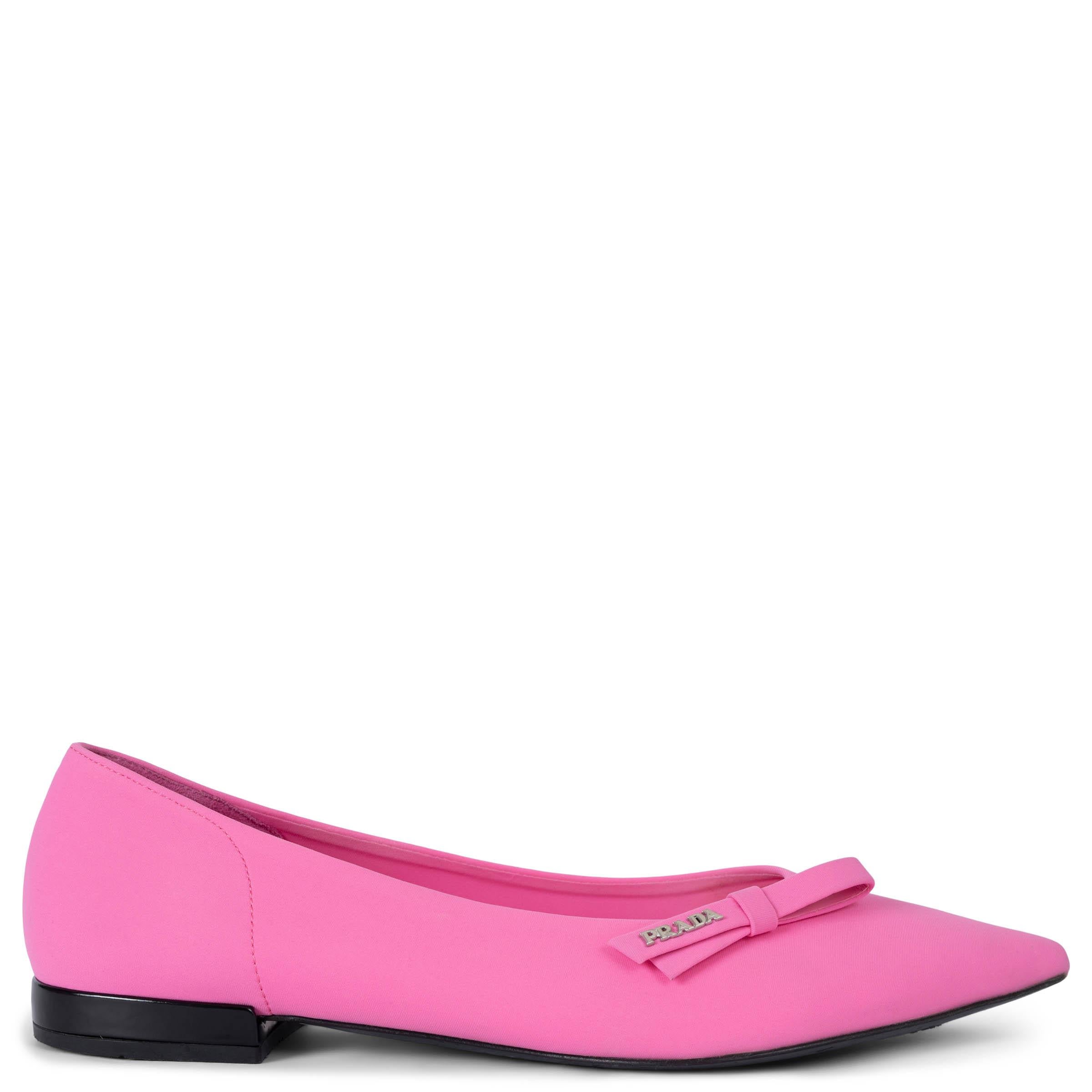 PRADA Begonia pink neoprene 2021 BOW DETAILED Ballet Flats Shoes 37