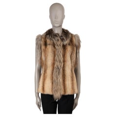 PRADA chaleco de piel de visón con ribete de zorro beige 2006 Chaqueta 44 L
