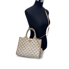 Borsa Prada Beige e Beige in tela Symbole Small Tote Bag