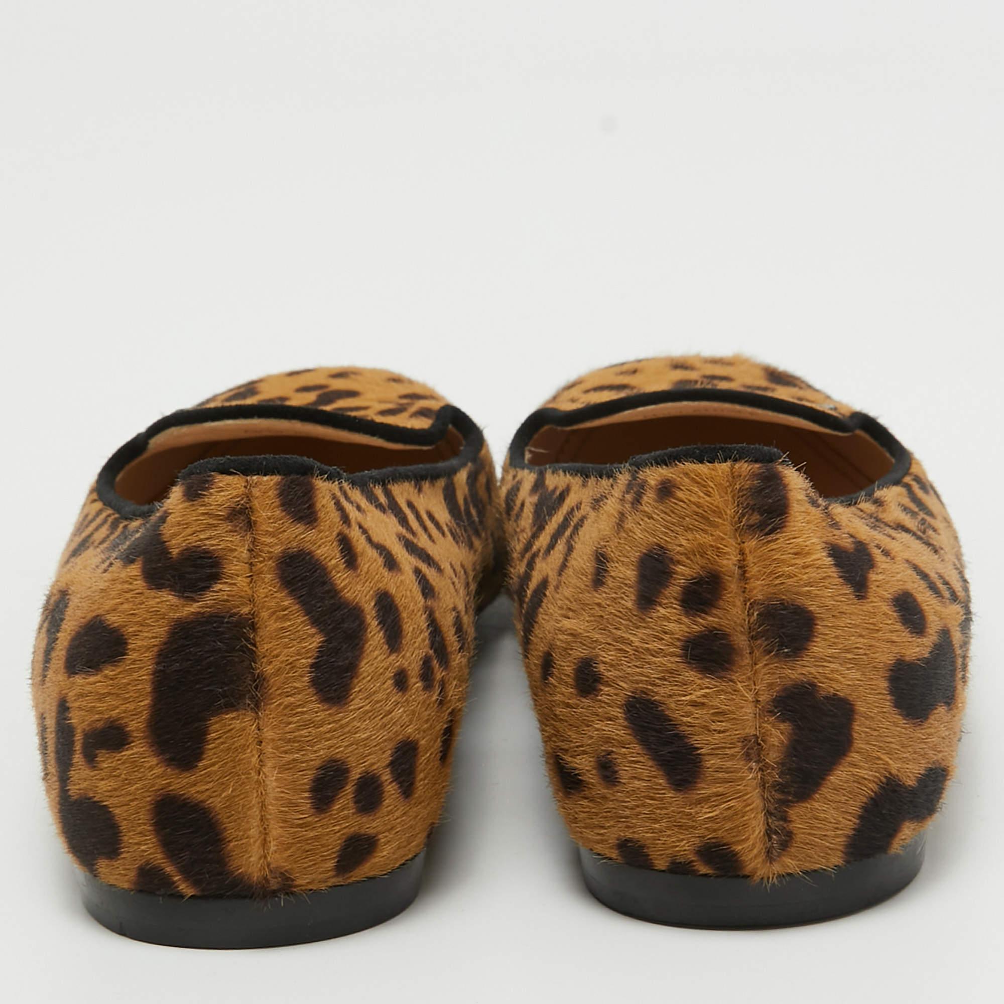 Women's Prada Beige/Brown Animal Print Calf Hair Smoking Slippers Size 39 For Sale