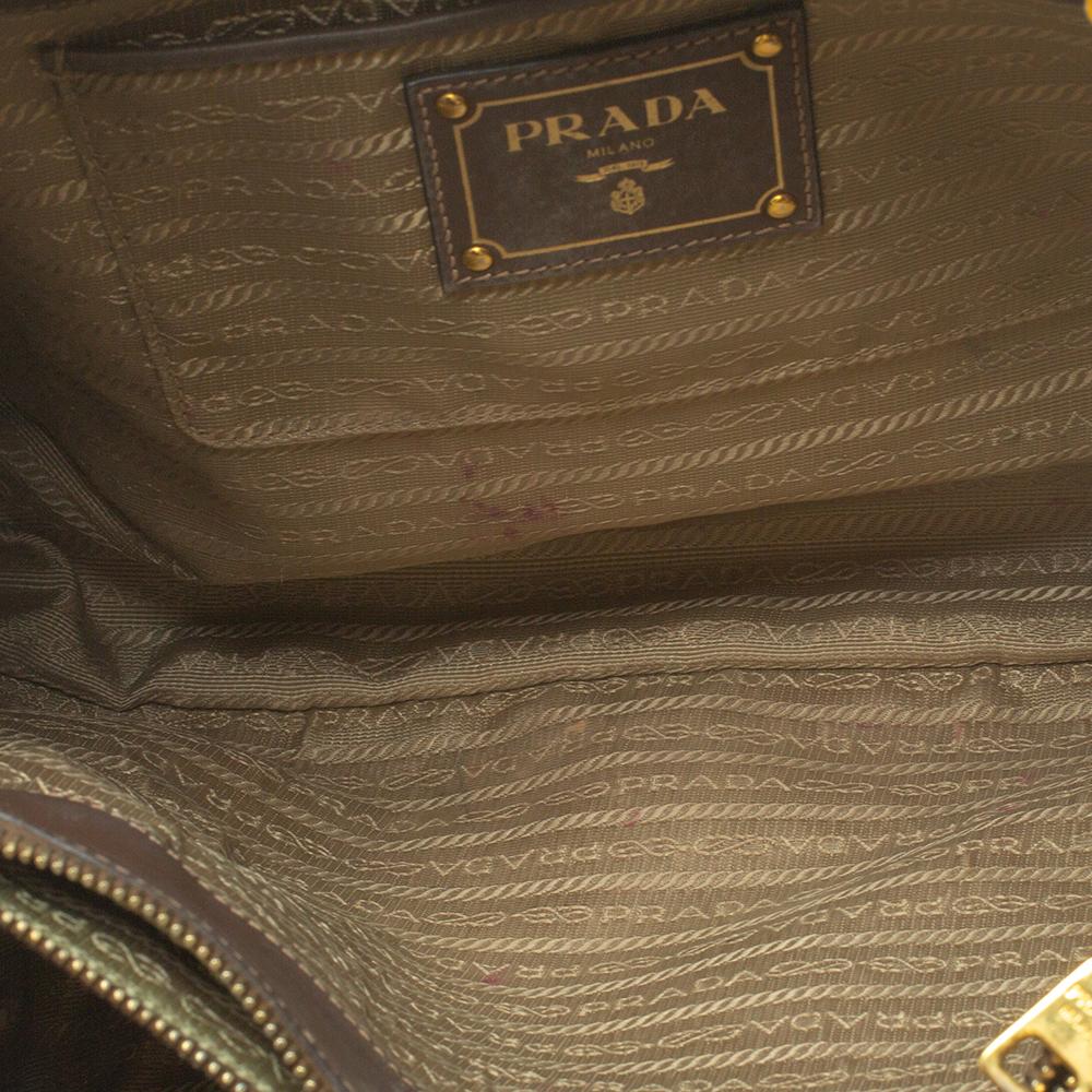 Prada Beige/Brown Canapa Canvas and Leather Tote 7