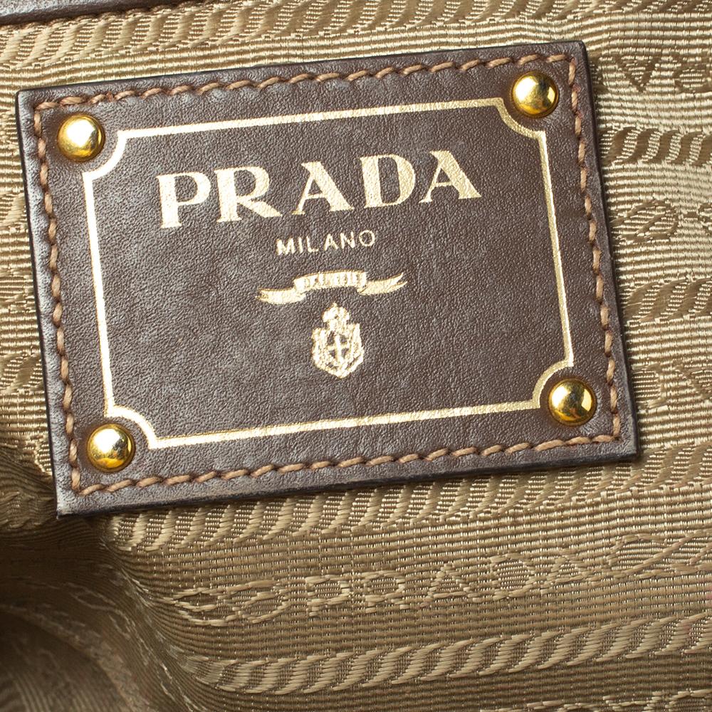 Prada Beige/Brown Canapa Canvas and Leather Tote 5
