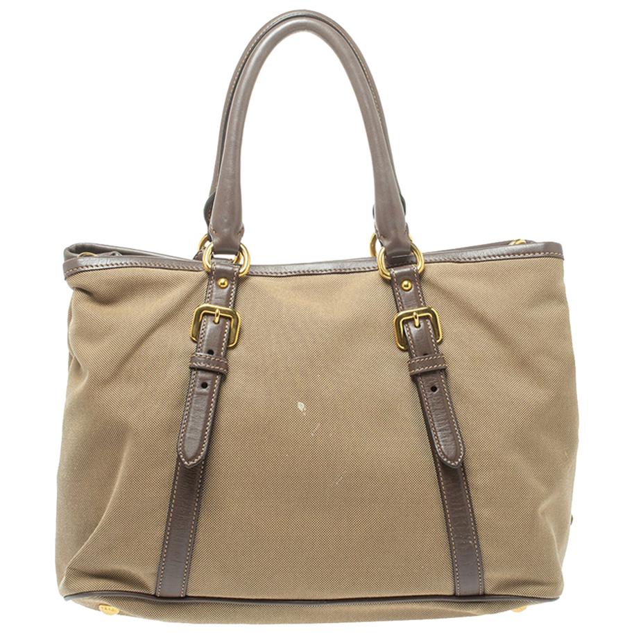 Prada Khaki Nylon Beach Tote at 1stDibs