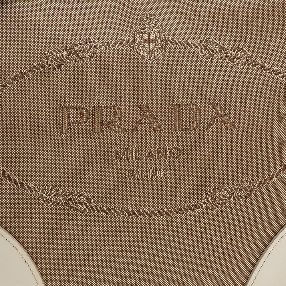 Prada Beige/Brown Canvas And Leather Canapa Logo Crossbody Bag 3