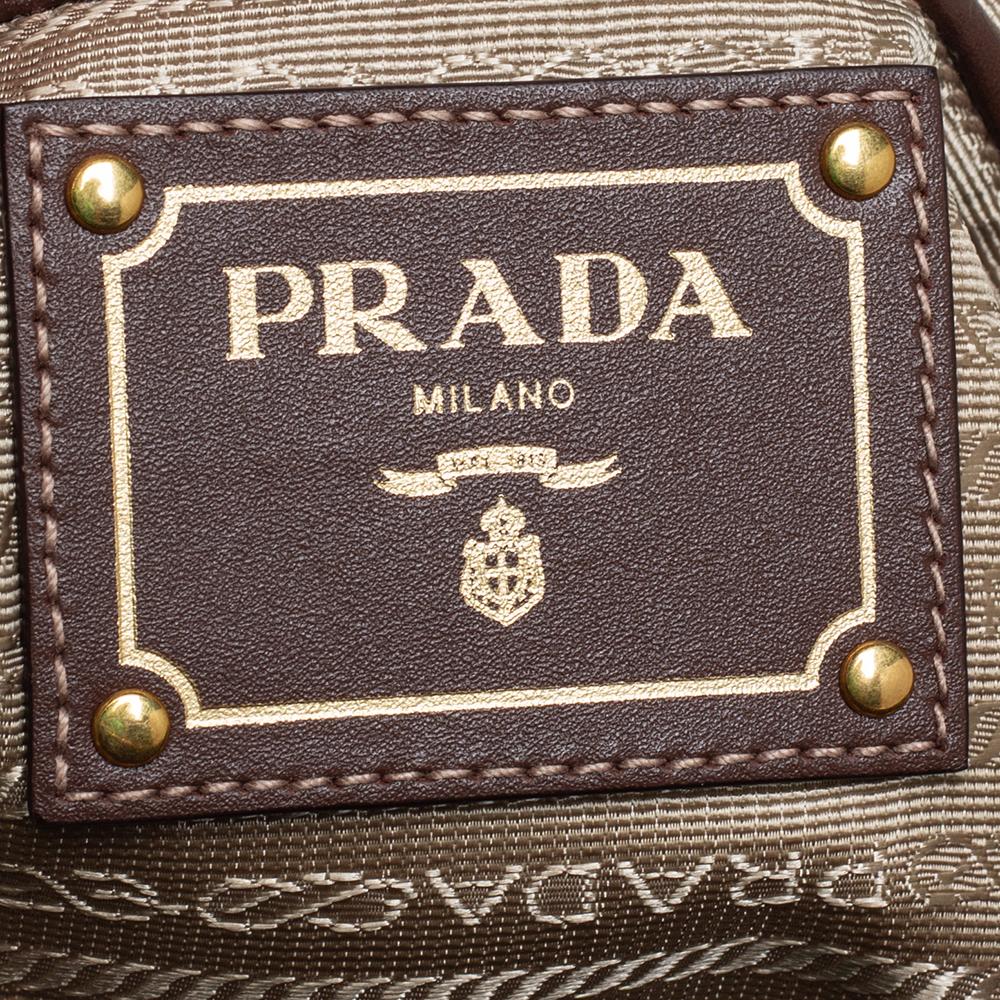 Prada Beige/Brown Canvas And Leather CrossBody Bag 1