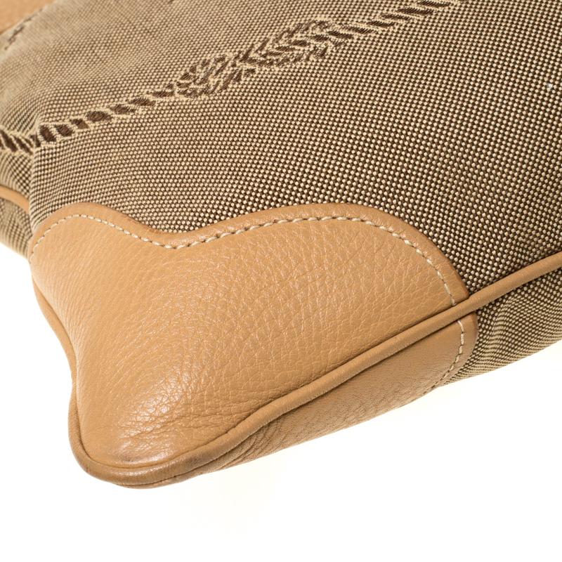 Prada Beige/Brown Logo Jacquard Fabric and Canvas Crossbody Bag 1