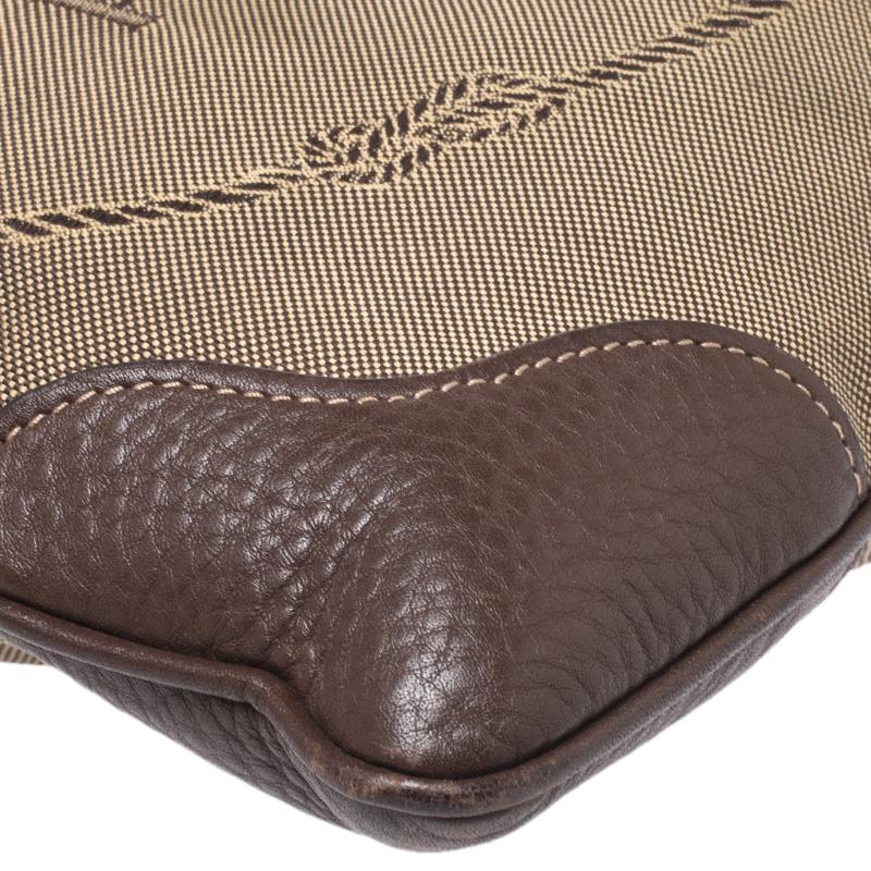 Prada Beige/Brown Logo Jacquard Fabric and Leather Crossbody Bag 1