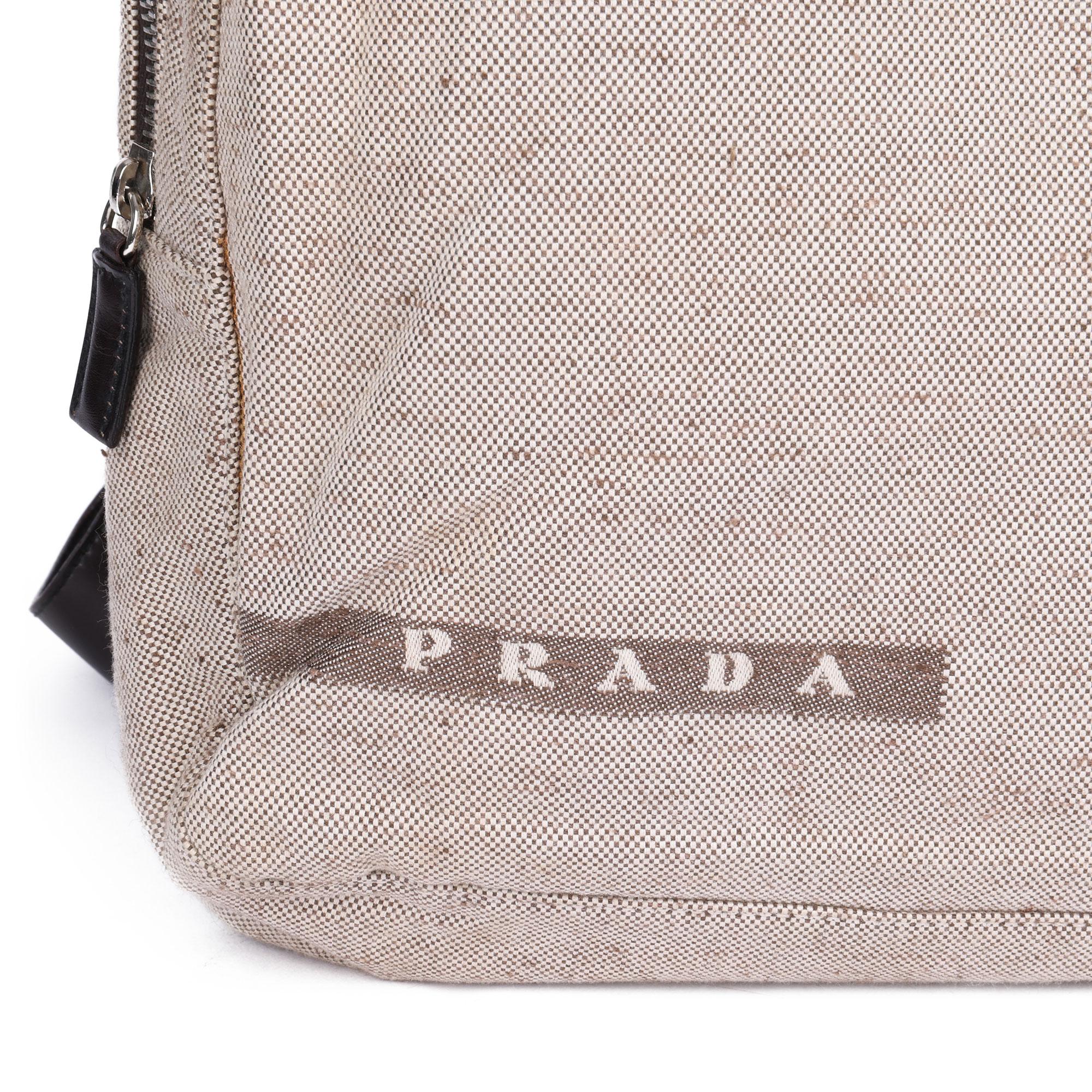 Prada Beige Canvas & Brown Leather Vintage Chest Rig Backpack 7