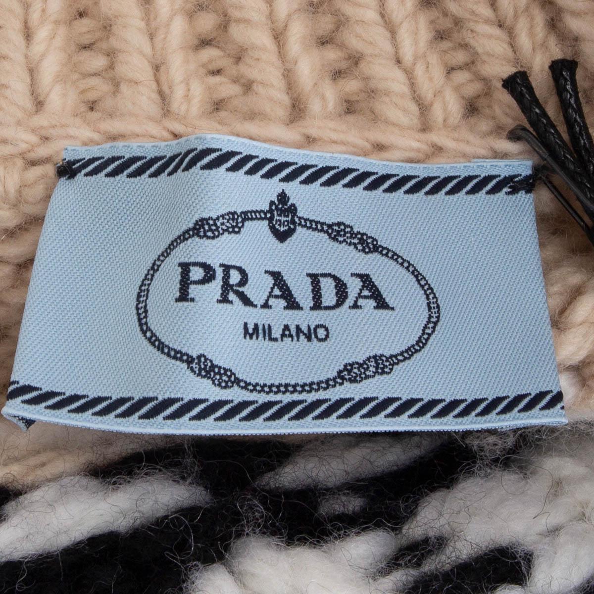 PRADA beige cashmere & wool FAIR ISLE ZIP FRONT Cardigan Sweater 38 XS For Sale 2