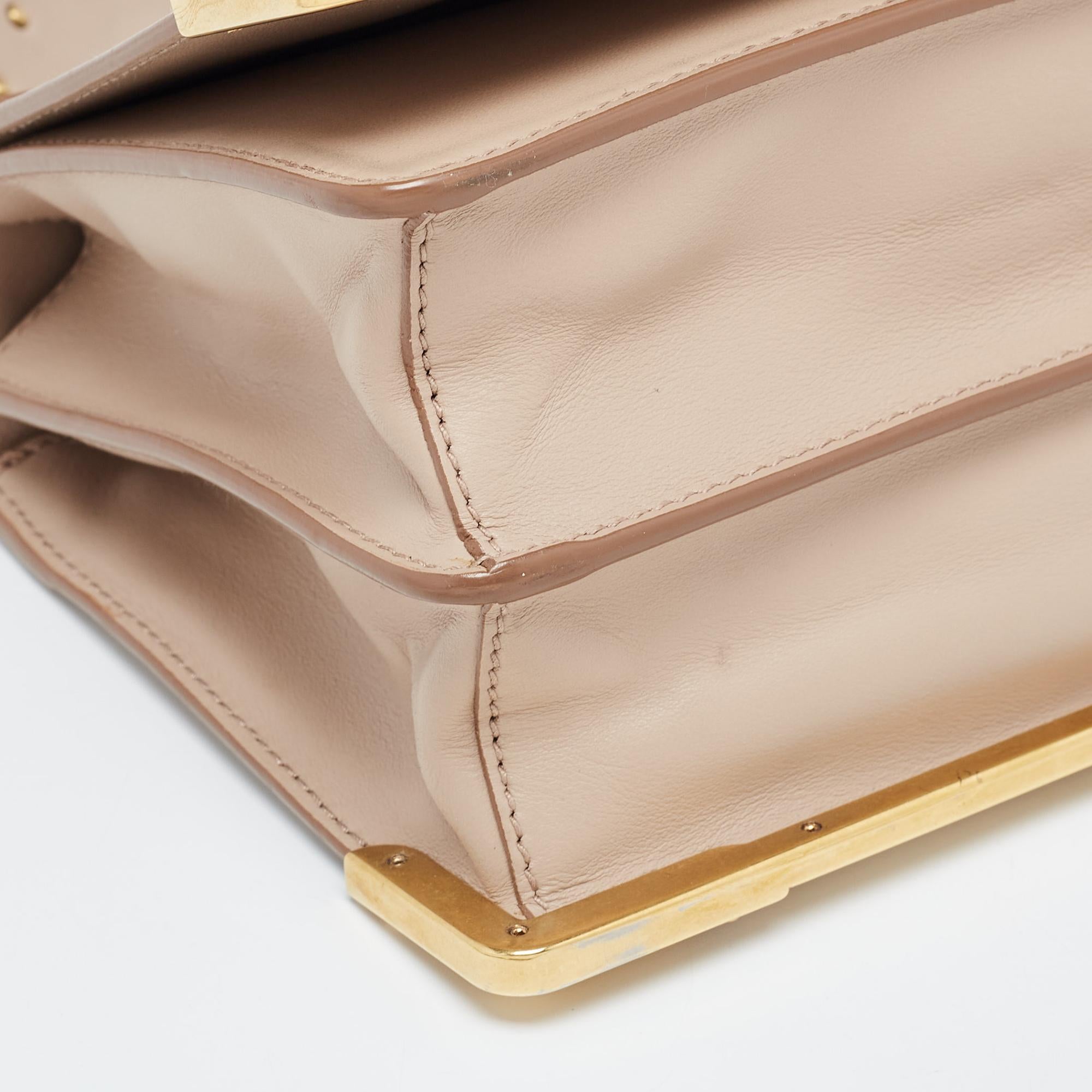Prada Beige City Calf and Saffiano Leather Cahier Flap Shoulder Bag 11