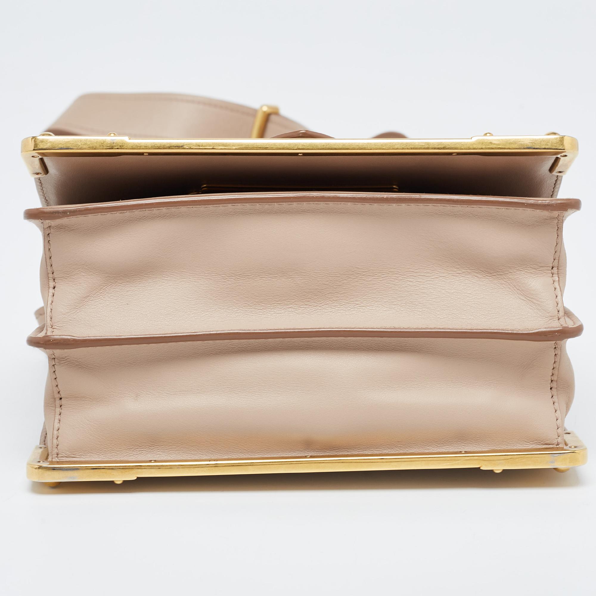 Prada Beige City Calf and Saffiano Leather Cahier Flap Shoulder Bag 1