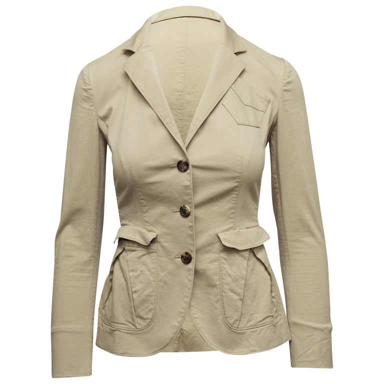 Prada Beige Cotton Blazer at 1stDibs tan cotton blazer