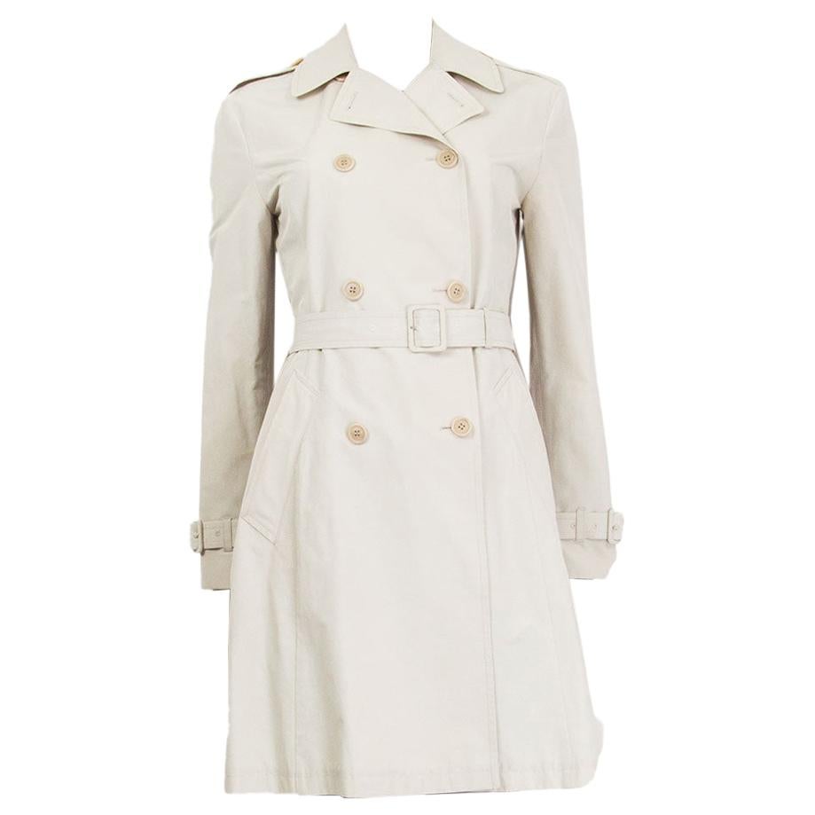 PRADA beige cotton blend DOUBLE BREASTED TRENCH Coat Jacket 38 XS