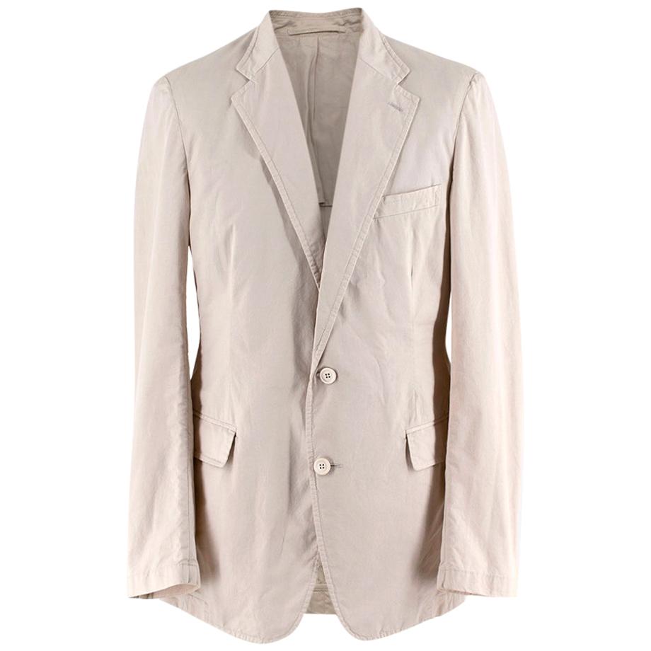 Prada Beige Cotton Single Breasted Blazer Jacket - Size L IT50  For Sale