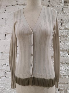 Prada Vintage 1990s Beige Cotton Women's Cardigan Sweater, Size 40