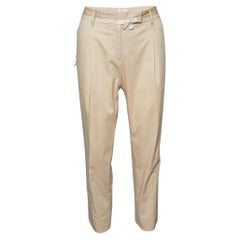 Prada - Pantalon à jambes coniques en coton beige, taille M