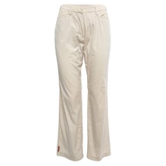 Prada Pantalon large en coton beige S Taille 26"