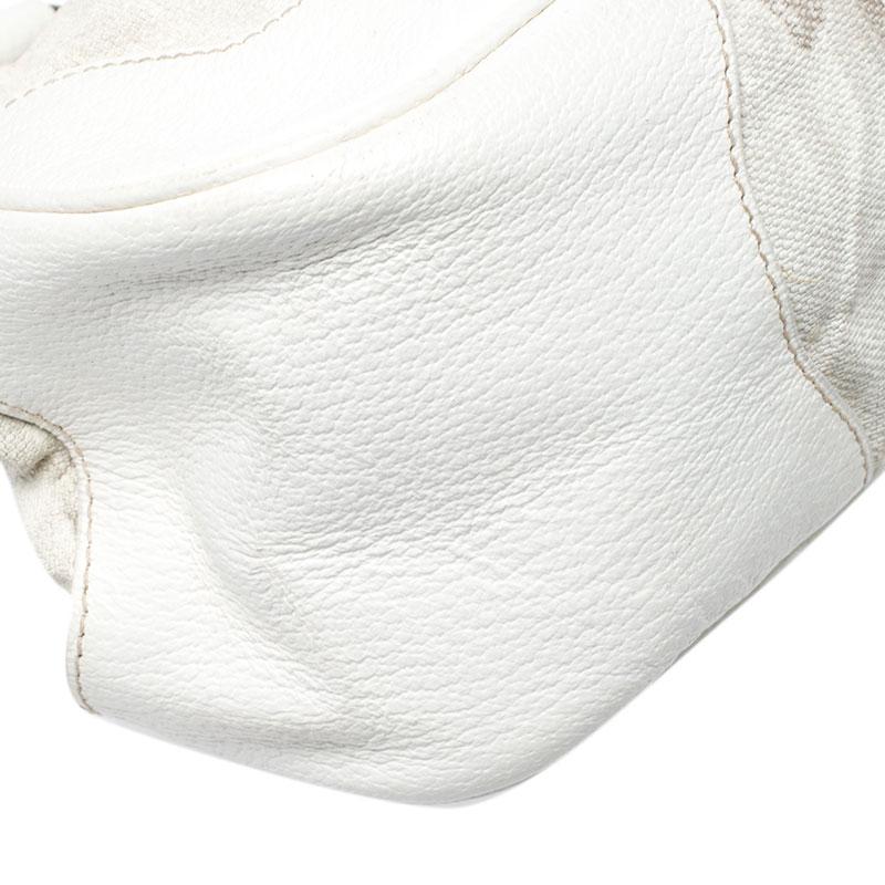 Prada Beige/Cream Canvas and Leather Kiss Lock Satchel 4