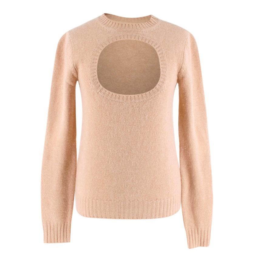 Prada Beige Cutout Knit Jumper

- Cut out elbow and chest
- Lightweight
- Knitted fabric
- Crewneck

Materials:
100% Cashmere

Made in Italy 
Professional Dry Clean

Measurements:
Approx. 
Shoulders 35cm
Sleeves 63cm
Chest 41cm
Length 57cm