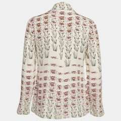 Prada Beige Daffodil Print Silk De Chine Top S
