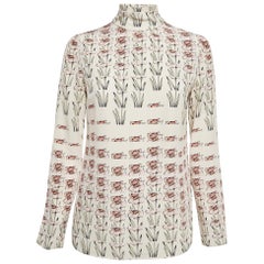 Prada Beige Daffodil Print Silk De Chine Top S