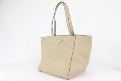 Prada Beige Daino Vitello Leather Shopper Tote Bag 194pr713